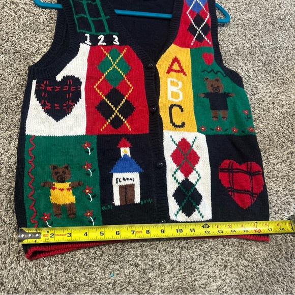 Vintage school teacher “ABC" themed knit sweater vest-womens Petite Medium! - Picture 16 of 16